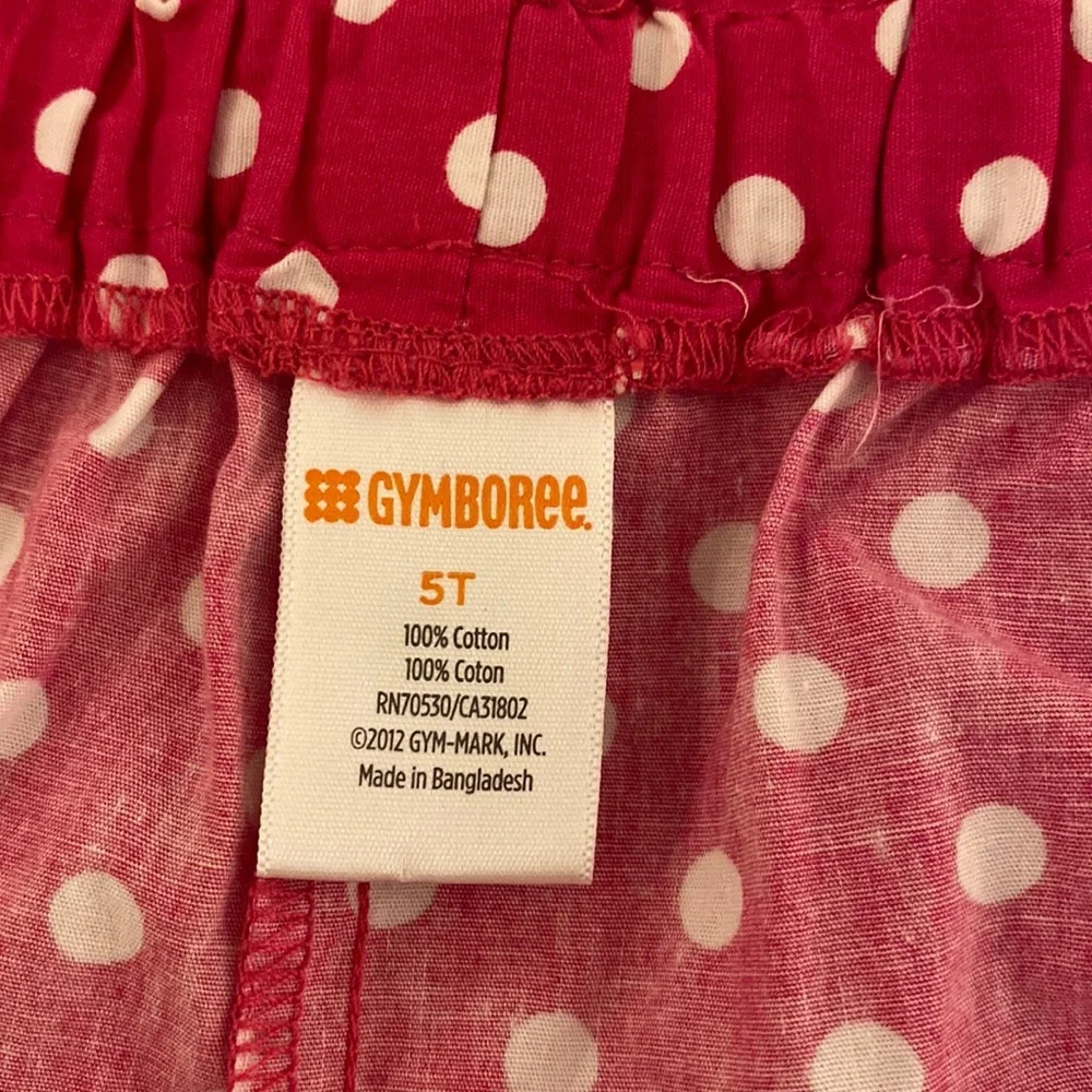 Gymboree Pink Cotton White Polkadots Summer Shorts Elastic Waist Size 5T - Picture 2 of 8